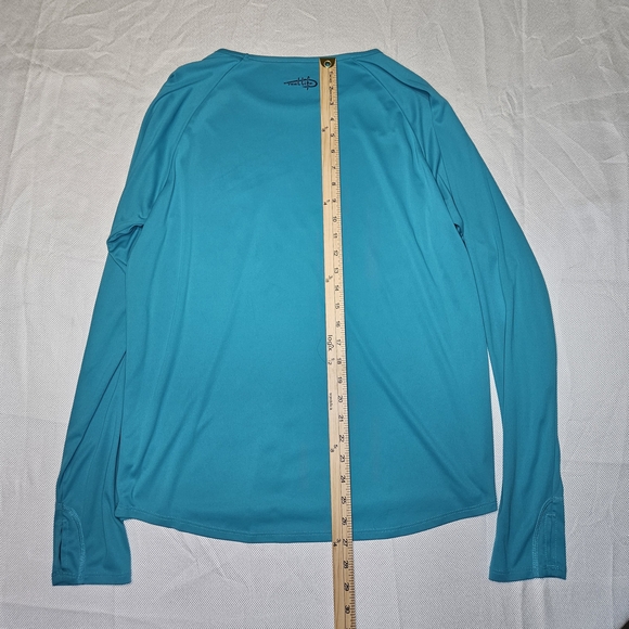 Reel life fishing shirt womens XXL Teal turtle thumb holes - Picture 3 of 4